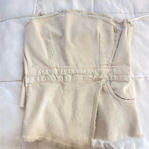 Zara Frayed Asymmetric Bustier Top